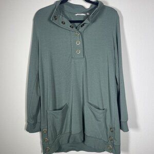 Soft Surroundings Women's Lakshmi Pullover Olive Green Tunic Top Small!
